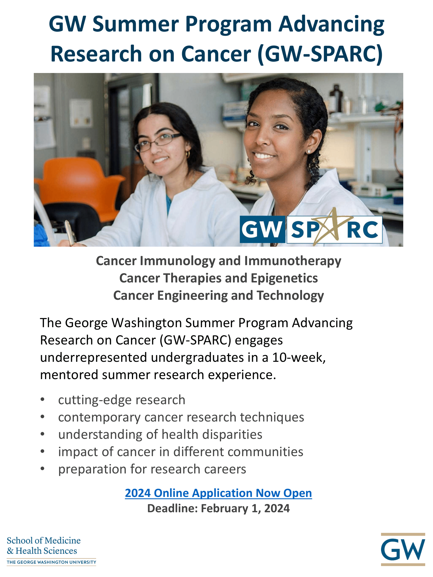 Washington Summer Program Advancing Research on Cancer (GWSPARC